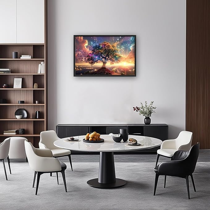 Tree Sunrise Large Wall Art Tree of Life Pictures Foggy Mountain Landscape Wall Starlight Nature Decor Canvas Print Painting Artwork for Bathroom Living Room Bedroom 36L" x 24W"