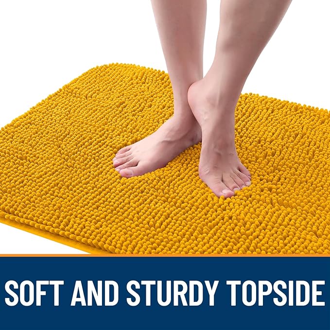 OLANLY Dog Door Mat for Muddy Paws 24x16, Absorbs Moisture and Dirt, Absorbent Non-Slip Washable Doormat, Quick Dry Chenille Mud Mat, Entry Indoor Entryway Carpet for Inside Floor, Golden Yellow