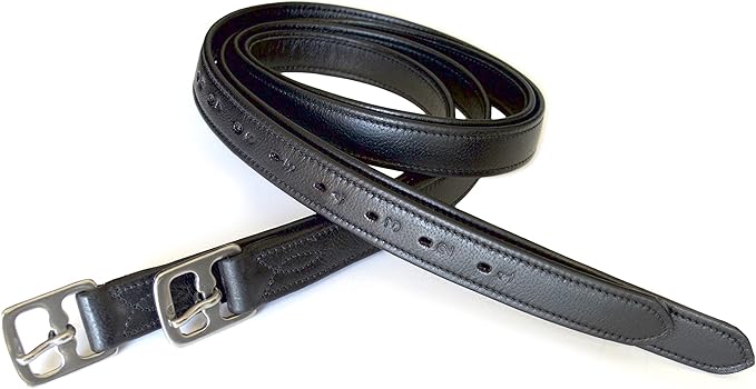 48" / 50" / 54" / 60" New 1" Super Soft English Stirrup Leathers Black/Havana (Black, 48")