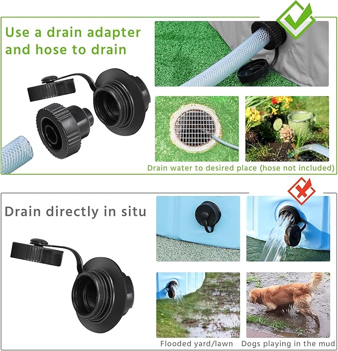 Yaheetech Foldable Dog Pools 71 x 12 Inches Collapsible Hard Plastic Pets Swimming Pool Portable Puppy Bath Tub Cat Shower Pet Wading Pool for Outdoor/Indoor w/Pet Repair Patches, Gray