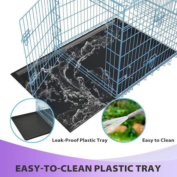 BestPet | Dog Crate | 30" | Blue | Foldable Metal Kennel with Double Doors, Secure Slide-Bolt Latches, Leakproof Tray | Portable Dog Cage for Small Breeds | for Travel, Indoor & Outdoor Use