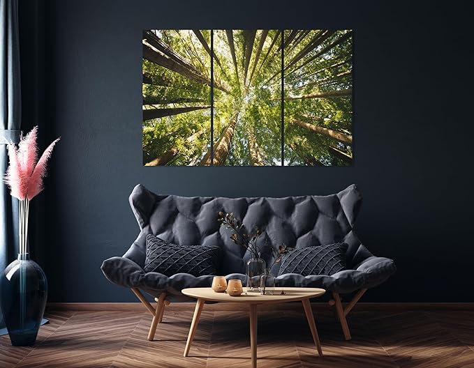 Nature Wall Art Prints - Ocean Forest Mountain Lake Canvas Landscapes - Small to Extra Large Living Room Bedroom Kitchen Bathroom Décor (Serenity in the Forest, 47L" x 71W" - 3 panels)