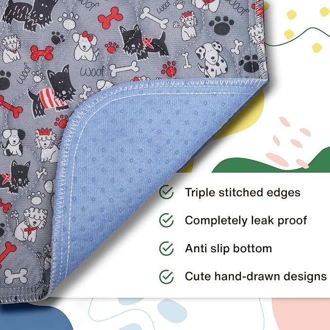 Caldwell's Pet Supply Co. 30x36 Potty Pads, Washable Pee Pads for Dogs, Reusable Pee Pad for Dogs, Puppy Potty Mat, Whelping Rug, Reusable Puppy Mat, Waterproof Rug for Dog, Medium (Set of 2)