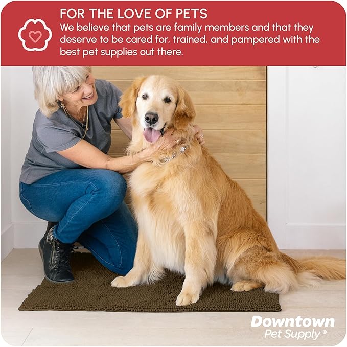 My Doggy Place Microfiber Dog Mat for Muddy Paws, 36" x 26" Brown - Absorbent and Quick-Drying Dog Paw Cleaning Mat, Washer and Dryer Safe - Non-Slip Rubber Backed Dog Floor Mat, Large