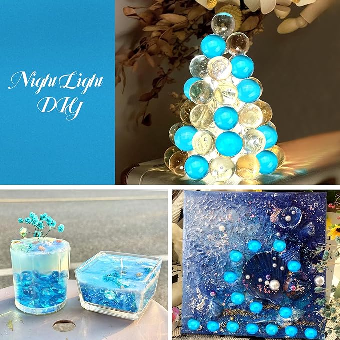 2LB Ocean Blue Flat Glass Marbles for Vases, Gemstone Beads Vase Filler Decorative Glass Pebbles for Fish Tank, DIY Crafts, Aquarium Decor Rocks