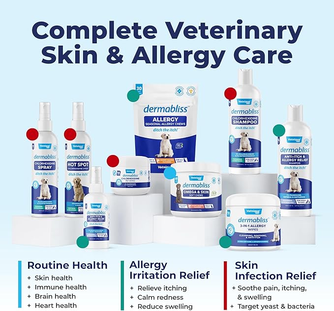 Vetnique Dermabliss Medicated Chlorhexidine Antiseptic Skin Spray for Dogs & Cats, Supports Skin Infections and Irritations 8oz