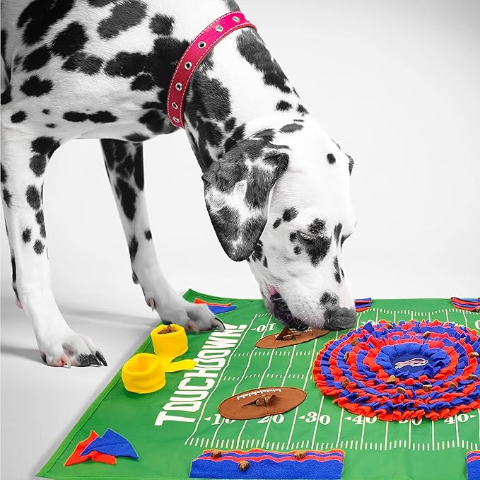 NFL Buffalo Bills Dog Snuffle Mat – Interactive Pet Slow Feeder, Football Field Design Food Puzzle Toy for Dogs & Cats, Foraging Activity Mat for Smarter Feeding