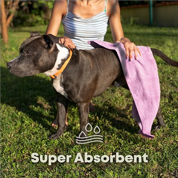 Extra Large Dog Towel Soft Absorbent Bath Pet Towels for Drying Dogs, Elastic Terry Microfiber Soft Towel, Machine Washable, Quick Dry, Multipurpose (L, XL, 2XL) (Purple, XL)