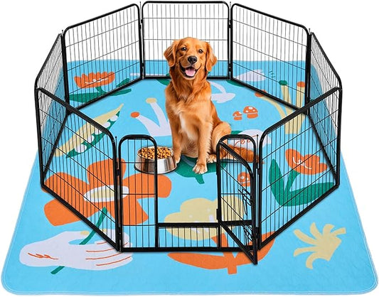 BurgeonNest Washable Pee Pads for Dogs, 1 Pack 72''x72'' Super Absorbent, Leakproof & Non-Slip Reusable Potty Pads for Puppy Playpen, Crate, Whelping Box, Potty Training, Blue