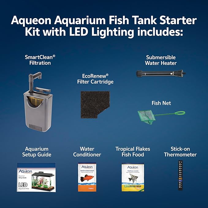 Aqueon 10 Gallon Aquarium Starter Kit with SmartClean Filtration and LED Lighting for Tropical Freshwater Fish