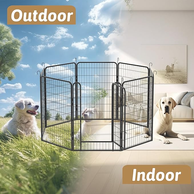 Dog Playpen, Outdoor Dog Fence, 12 Panels, 40" H Dog Pen for Large/Medium/Small Dogs, Heavy Duty Metal Pet Fence with Gate, Portable Dog Fence for RV Camping and Yard (Black)