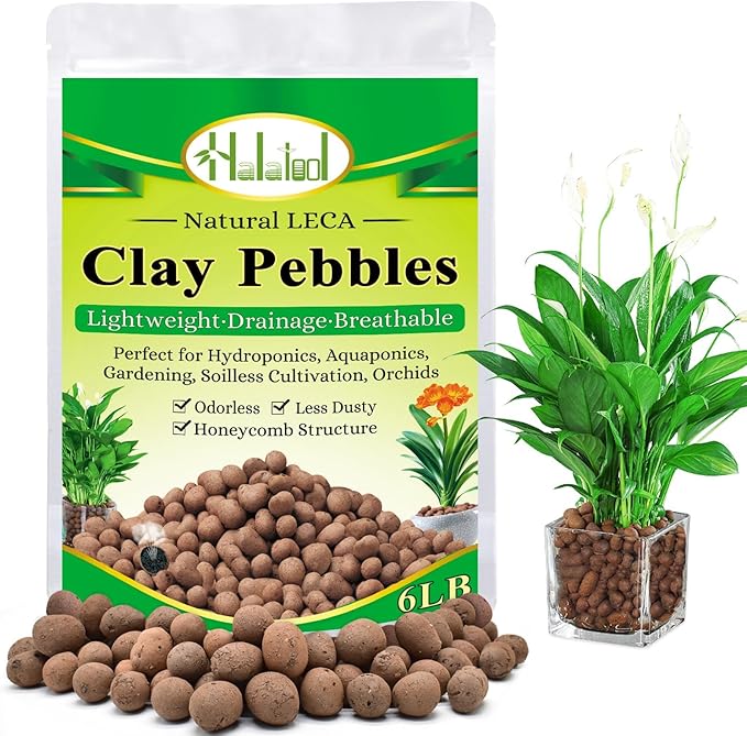 Halatool 6LB Natural Expanded Clay Pebbles for Plants 4mm-16mm Hydro Balls for Aquarium Indoor Potted Plants Premium Hydroponic Growing Media Clay Balls for Hydroponics Aquaponics