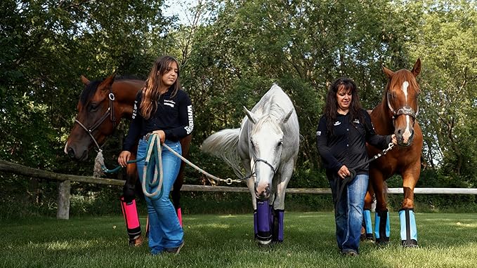 Warrior Fly Boots for Horses - Breathable Mesh Horse Boots for Fly Protection & Leg Comfort - Set of 4 (Knight Warrior, Red)