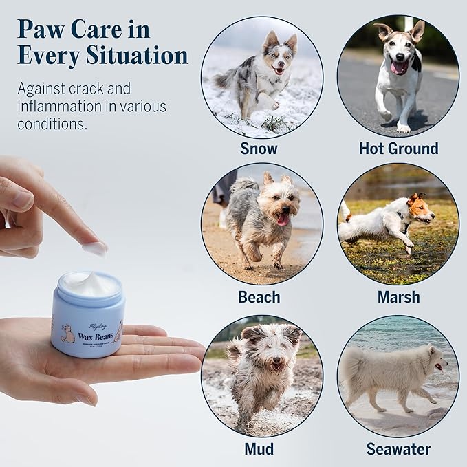 Flydog Wax Beans Fragrance-Free Pet Paw & Nose Balm Cream – Moisturizing, Soothing & Repairing Dry, Cracked Pads for Dogs, Cats & Small Animals, Avocado Oil Multi-Purpose Paw & Nose Protector, 50ml