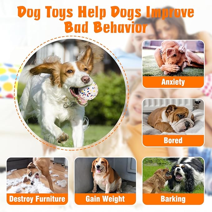 Dog Balls for Aggressive Chewers, Indestructible Bouncy Floating Balls for Training Dog Catch and Fetch, Sturdy Solid Tennis Ball Toys for Large Medium Small Dogs - 2.75in - White - 2pcs