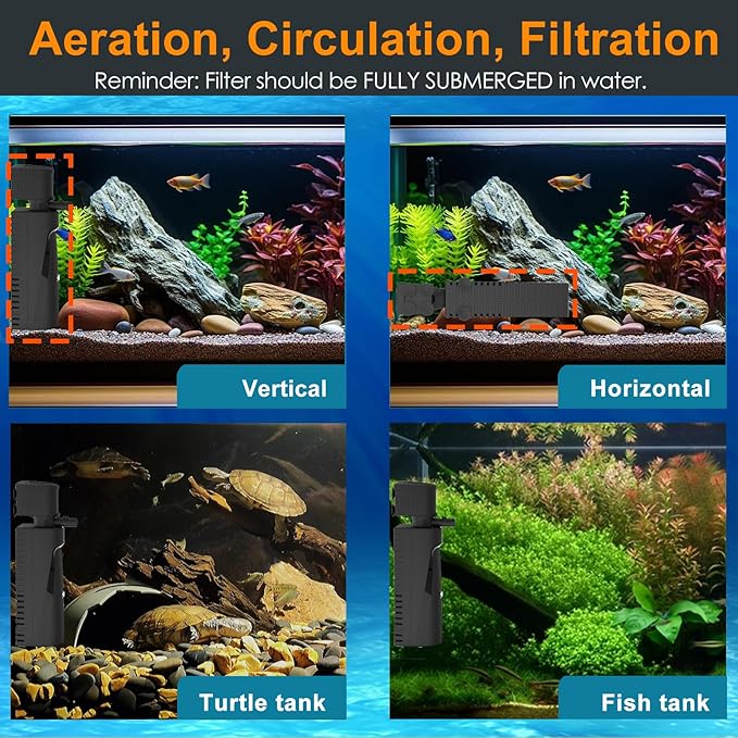 AquaMiracle Aquarium Filter with U - V Light & Pre-Filter Sponge, Fish Tank Filter with Timer for Green Water, Green Clean Machine Turtle Filter with Aeration for Aquarium and Pond 10-40 Gallon