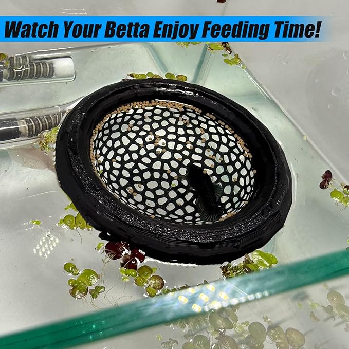 Aquarium Floating Betta Fish Skins, Betta or Shrimp Feeder, Cave and Hammock, Small Fish Feeding Rings, Aquarium Hiding Feeding Decorative Accessories (Black)