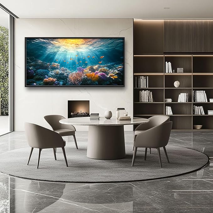 Quorin Ocean Large Wall Art Undersea Pictures Sea Nautical Wall Decor Coral Reef Fish Canvas Print Painting Artwork for Bathroom Living Room Bedroom 60L x 30W