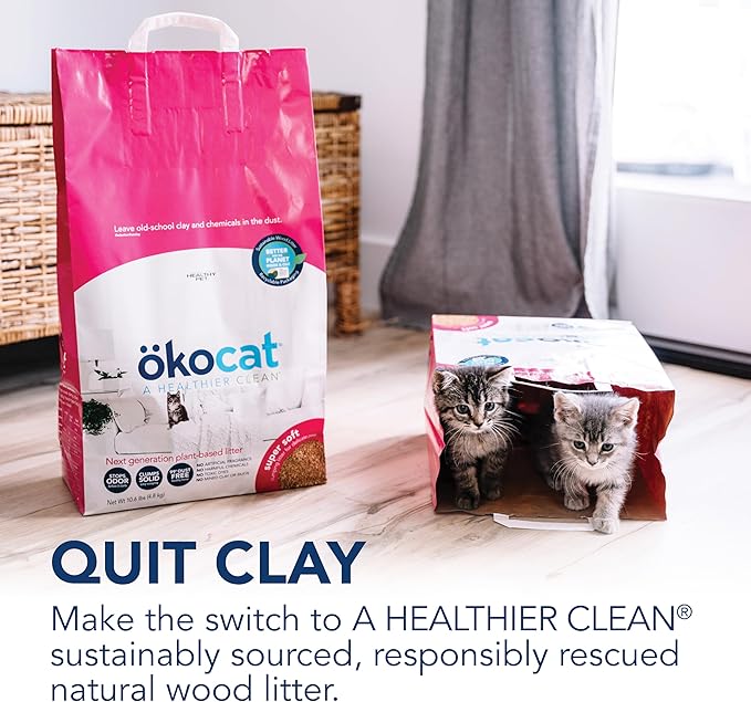 ökocat Super Soft Wood Clumping Cat Litter, Unscented,11.2 pounds - Natural Ingredients, Stops Odor, Clumps Solid, 99% Dust Free, Great for All Cats, Sensitive Paws, Kittens