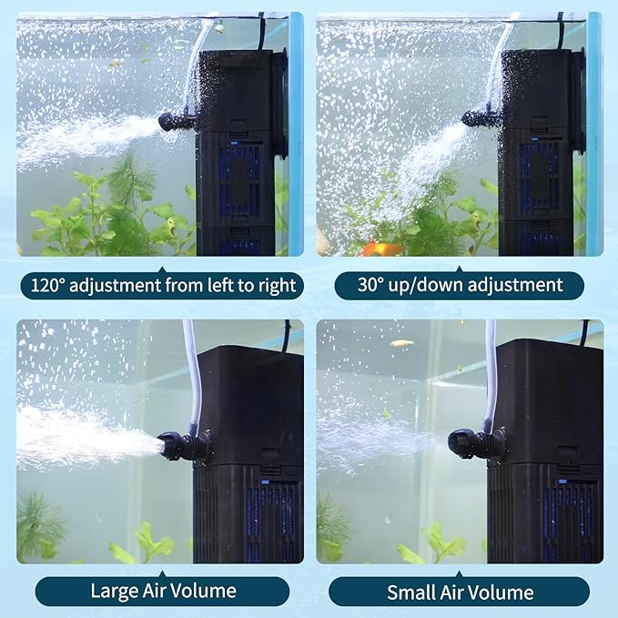 Aquarium Filter Water Flow Adjustable for 75-200 Gallon Fish Turtle Tank 400GPH Biochemical Filtration 4in1 Submersible Internal Powerful Pumps & Filters Keep Freshwater Saltwater Crystal Clear Large