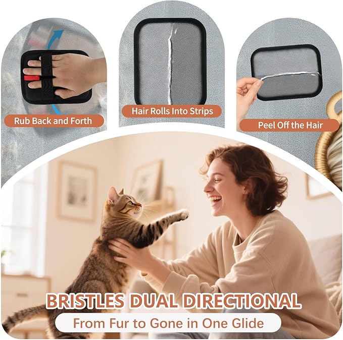 Pet Hair Removal Glove – Upgraded Electrostatic Pet Hair Remover Gloves for Cats & Dogs (Black, L)
