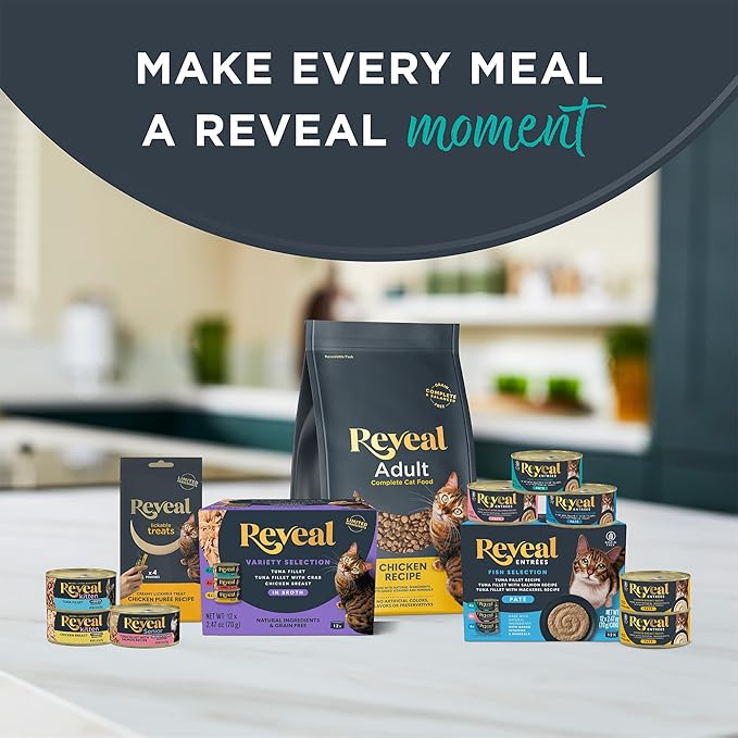 Reveal Entrées Natural Wet Cat Food Paté, Grain-Free with Added Vitamins & Minerals, Carrageenan-Free Chicken Breast Paté Recipe (24 x 2.47 oz Cans)