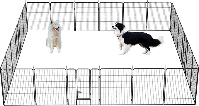 Dog Playpen, Outdoor Dog Fence, 24 Panels, 40" H Dog Pen for Medium/Small Dogs, Heavy Duty Metal Pet Fence with Gate, Portable Dog Fence for RV Camping and Yard (Black)