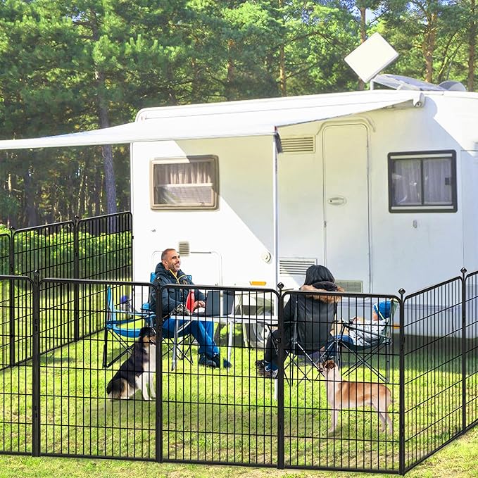 Dog Playpen 40 inch 8 Panels Dog Fence Outdoor for Yard, Indoor Dog Pen for Large/Medium/Small Dogs, Heavy Duty Puppy Playpen with Door Portable Pet Fence for RV Camping