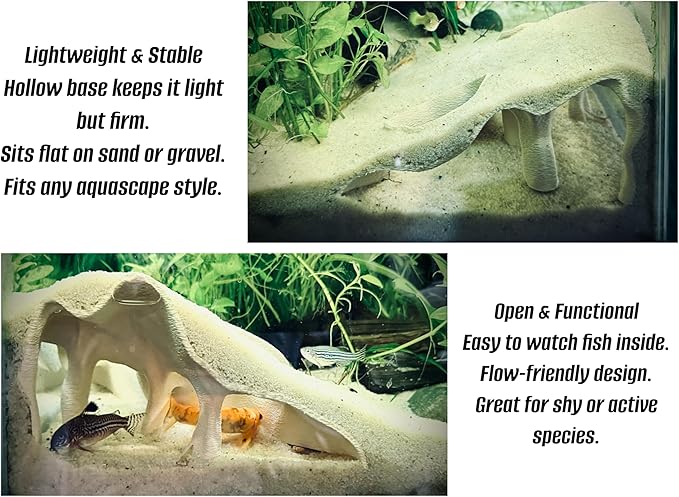 Aquarium & Terrarium Corner Cave – Faux Mangrove Root Hideout for Fish, Shrimp, Geckos, Snakes – Natural-Look Reptile Tank Decor in Textured Root Style (Charcoal, 7.5" x7.5''x4)