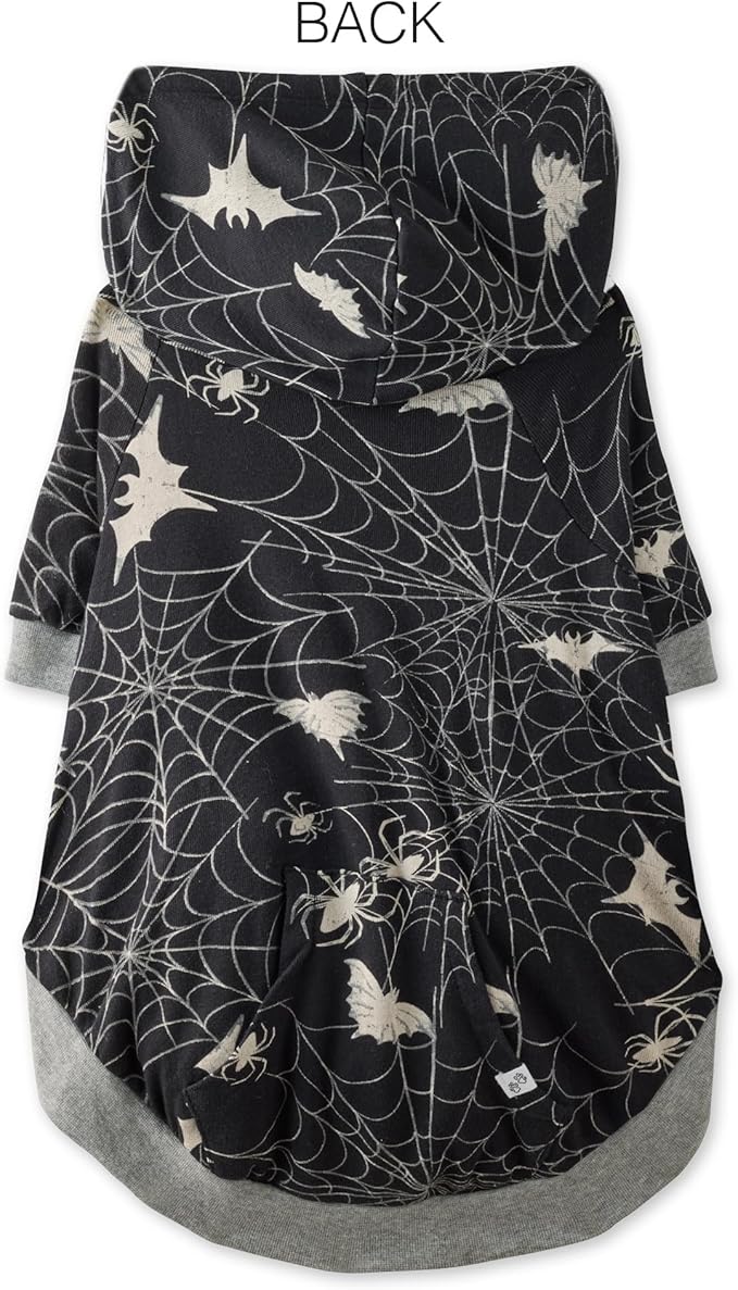 Rocky – The Orginal Lightweight Hooded TEE 100% Organic Cotton Dog Hoodie Pet Coat Sweater for Small, Medium, Large Dogs, Batty Black, XX-Small