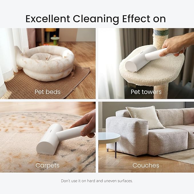 MoonRoller, Pet Hair Removal Tool with Detachable Handle and Cleaning Scraper, Reusable Cat and Dog Hair Remover for Couch, Carpet, Furniture, Car, Bedding, Blanket, Rug, and More