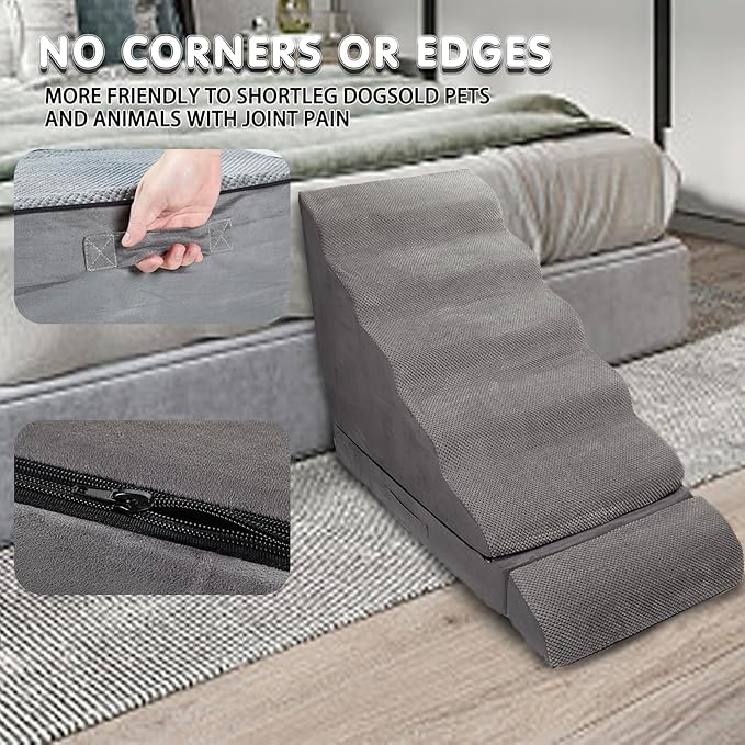 Dog Stairs & Steps for High Beds 30 Inches Tall, LitaiL 6 Steps Pet Stairs/Steps for Beds 24-30inch High for Small Large Dogs, Non-Slip Dog Ramps/Ladder for Old Dogs/Cats