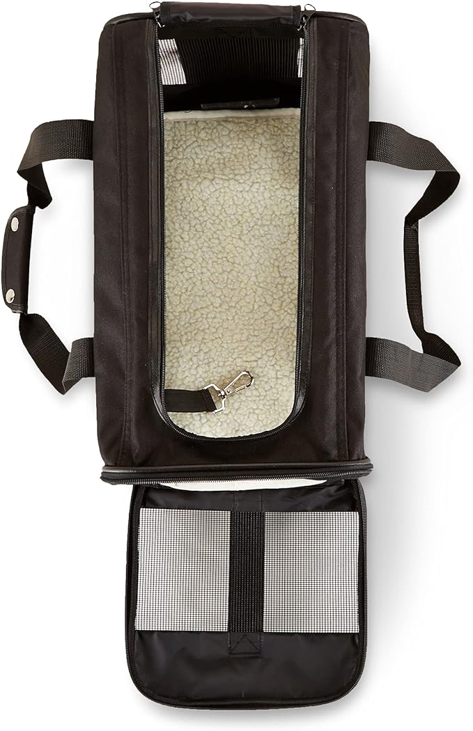 Amazon Basics Soft-Sided Mesh Pet Travel Carrier for Dog, Cat, up to 16 pounds, 16.5" L x 10.6" W x 11" H, Black