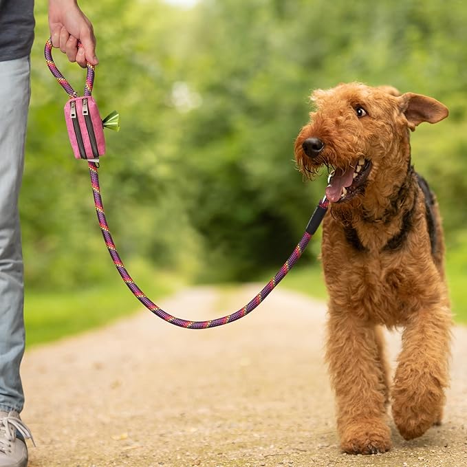 Dog Poop Bag Holder for Leashes - Dog Poop Bag Dispenser and Treat Holder with 2 Waterproof Pouches for Pet Waste Bags and Walking Accessories + 1 Free Roll - Leashrr 2.0 (Blue)