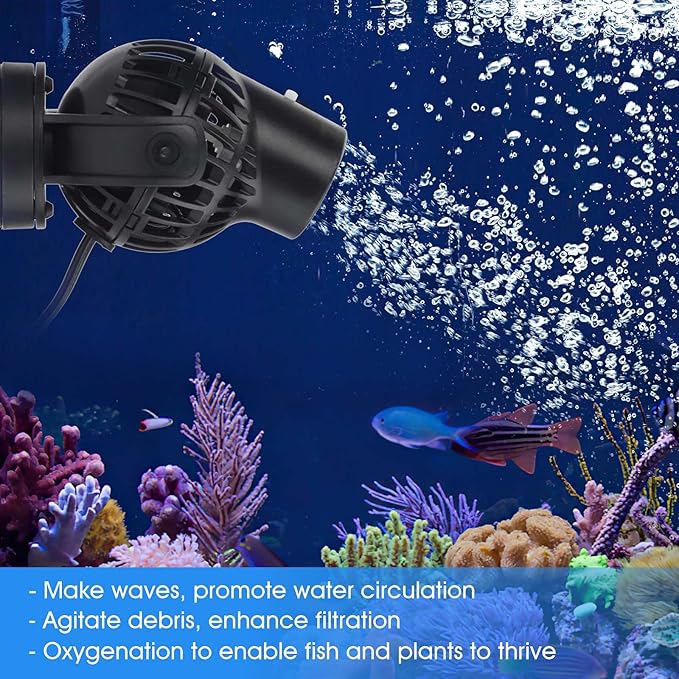 hygger Aquarium Wave Maker Circulation Pump, 1320 GPH Ultra-silence Fish Tank Powerhead with Strong Magnet Suction Base for Freshwater or Saltwater Fish Tank, 360° Rotating Submersible Water Pump