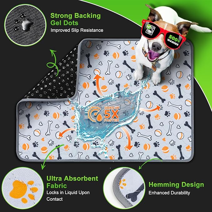 Hompet Dog Grass Pad with Tray Large, 46.8"x29", 2 Reusable Artificial Turf for Dogs Potty, Waterproof Non-Slip Washable Pee Pads, Quickly Absorbency Portable Dog Litter Box for Indoor/Outdoor Use