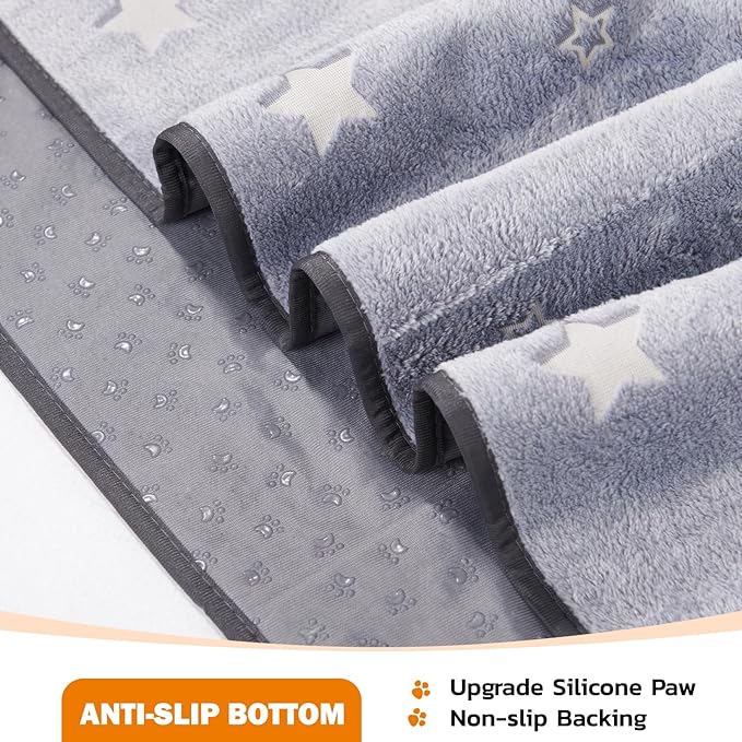 LOOBANI Washable Pee Pads for Dogs, 2 Pack 36 x 48 in, Grey Star Pattern, Reusable Dog Surface Protector, Flannel Material