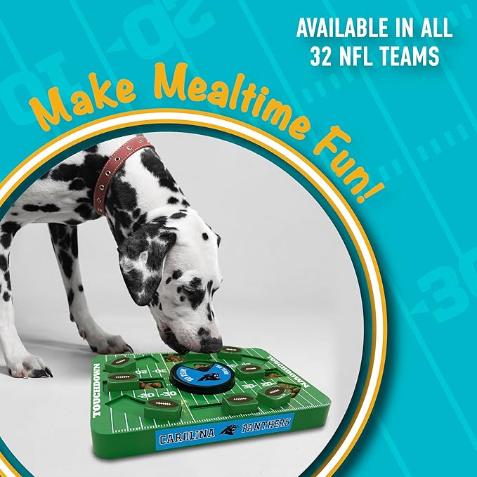 Pets First NFL Carolina Panthers Large Puzzle Toy, Interactive Treat Dispenser, Slow Feeding Toy for Dogs