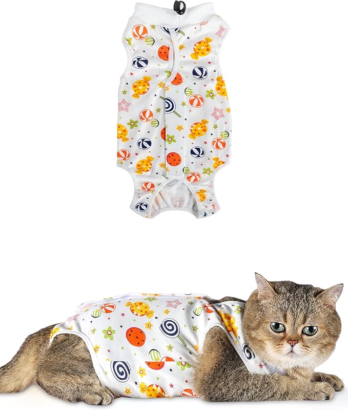 ANWA Cat Recovery Suit - Breathable Cat Onesie for Cats After Surgery Female, Kitten Surgery Recovery Suit Female Abdominal Wounds