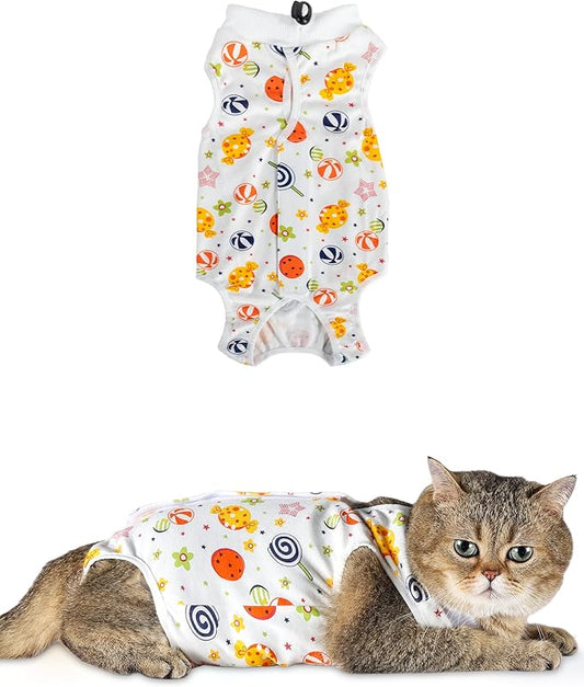 ANWA Cat Recovery Suit - Breathable Cat Onesie for Cats After Surgery Female, Kitten Surgery Recovery Suit Female Abdominal Wounds