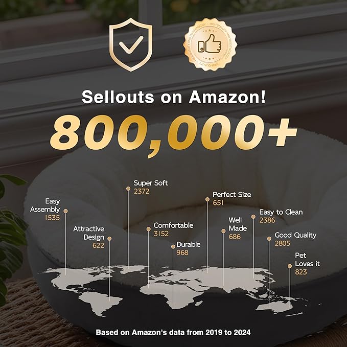 Love's cabin Donut Pet Bed Mat, 30in, Yellow, for Dogs, Soft, Durable, Anti-Slip, Water-Resistant, Washable