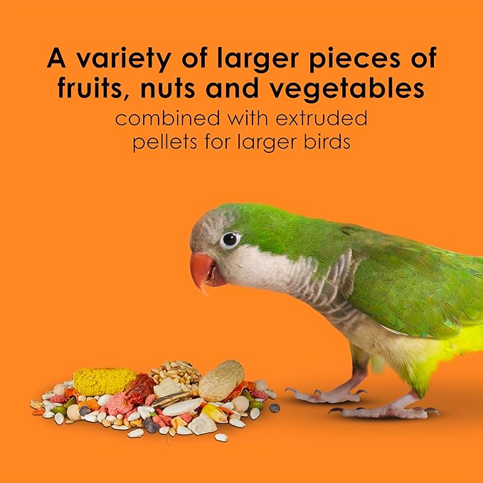 Kaytee Fiesta Big Bites Small Parrot & Conure Food, Nutritious and Fun Blend, Supports Skin, Feather, Digestion, Brain and Heart Health, 4 pounds