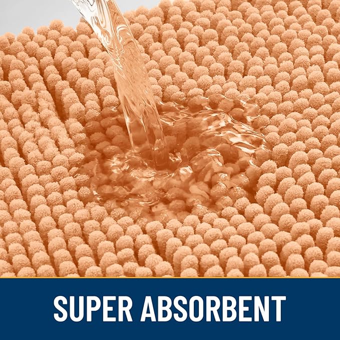 Smiry Dog Door Mat for Muddy Paws 36x24, Absorbs Moisture and Dirt Doormat, Non-Slip Washable Quick Dry Chenille Front Door Mat Indoor Entrance, Entryway Carpet for Inside Floor, Orange