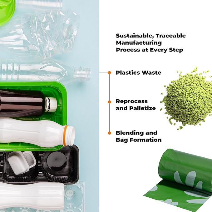 Best Pet Supplies Poop Bags for Dogs, 50% Post-Consumer Recycled Content dog waste bags on rolls, fits all poop bag holders for leashes - 300 Count, Green, Lavender Scented