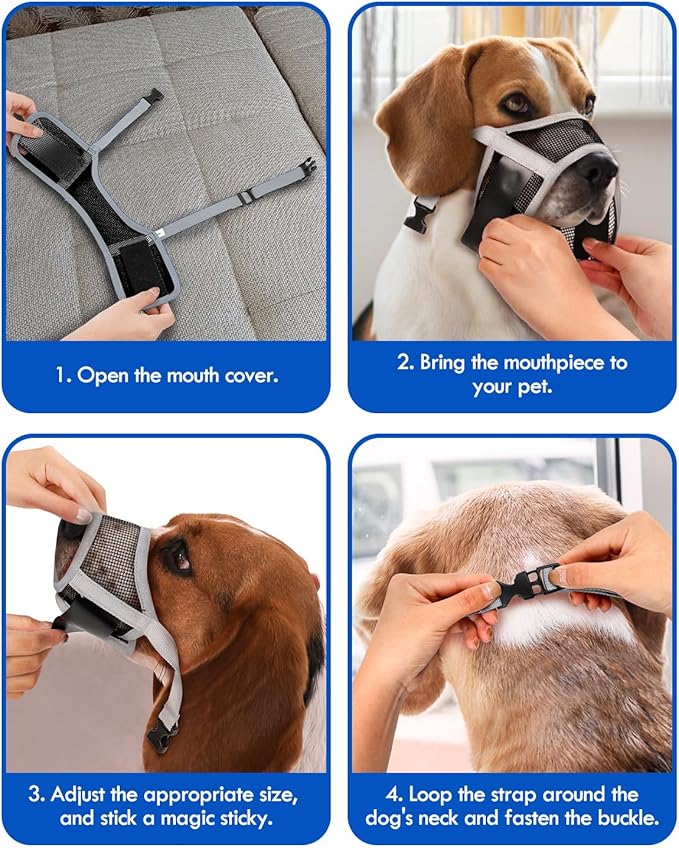 Dog Muzzle, Soft Air Mesh Muzzle for Small Medium Large Dogs Anti Biting Barking Chewing, Breathable Drinkable Adjustable Loop Pets Muzzle for German Shepherd Husky Labrador Retriever (Grey,XL)