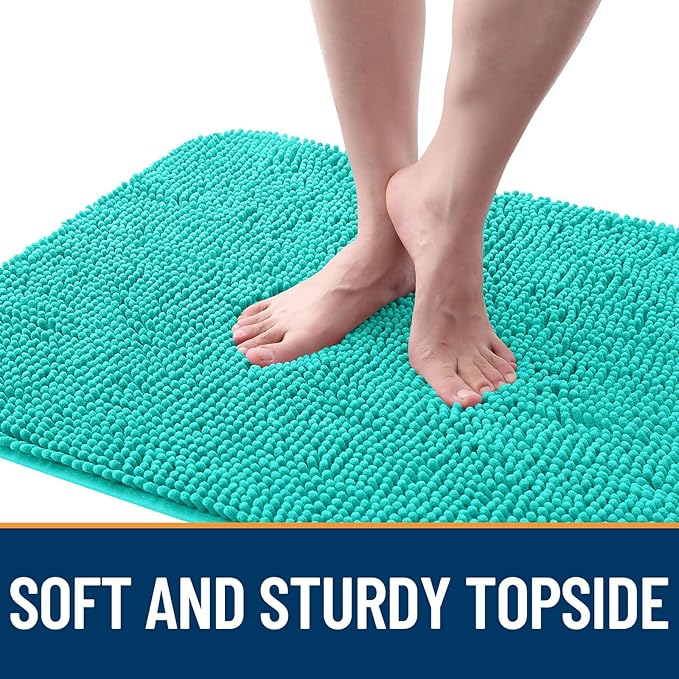 OLANLY Dog Door Mat for Muddy Paws 59x20, Absorbs Moisture and Dirt, Absorbent Non-Slip Washable Doormat, Quick Dry Chenille Mud Mat for Dogs, Entry Indoor Entryway Carpet for Inside Floor, Teal