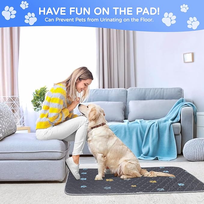 Aitmexcn Washable Puppy Dog Pee Pad, 2PCS 100% Waterproof Whelping Training Mat for Puppy/Senior Dog, Fast Drying Reusable Puppy Pads for Indoor, Outdoor and Car Travel- 24'' x 36''