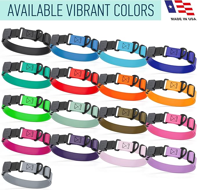 Dogline Biothane Waterproof Dog Collar with Herm Sprenger Stainless Steel Quick Release Buckle – Heavy Duty Tactical Durable Collar for Dogs – Comfortable and Safe Pet Collar W 3/4" L 12-19" Amethyst