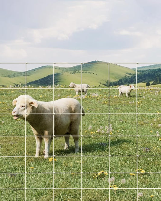 9GA Thickened Heavy Duty Cattle Farm Fence, 4ft x 328ft Galvanized Goat Deer Fence, Heavy Zinc Coating Hog Wire Fencing for Farm Livestock Animals Protection