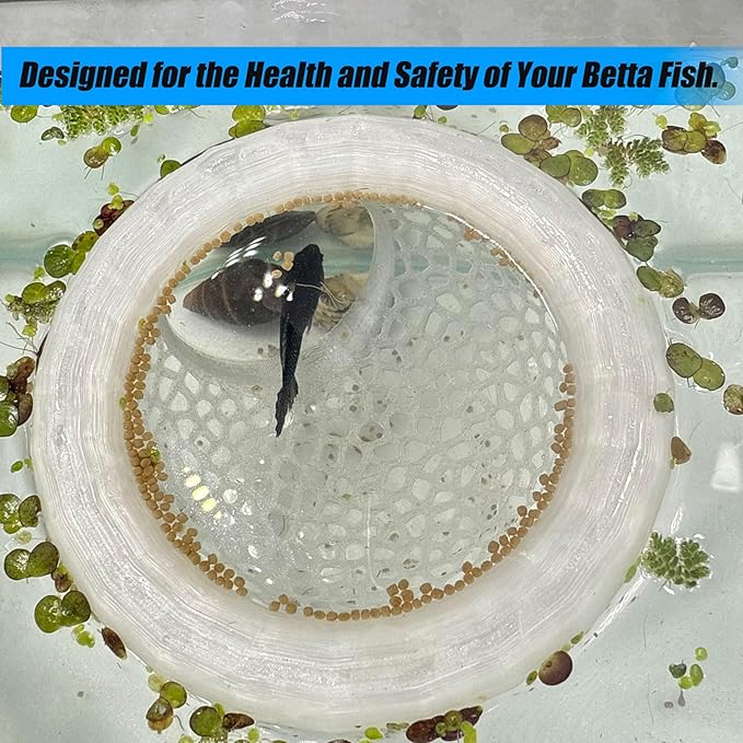 Aquarium Floating Betta Fish Skins, Betta or Shrimp Feeder, Cave and Hammock, Small Fish Feeding Rings, Aquarium Hiding Feeding Decorative Accessories (White)